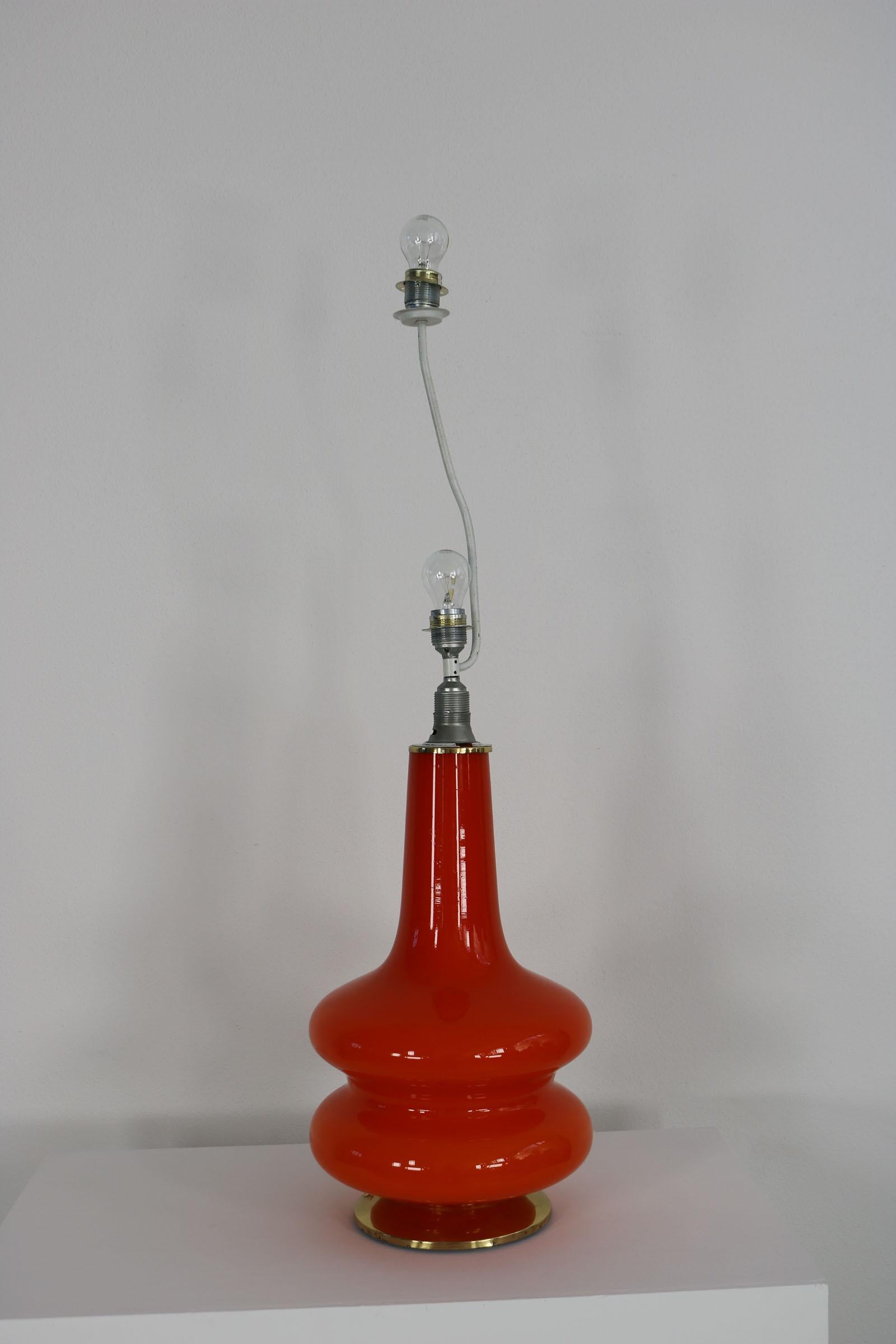 German orange This floor lamp was made in the 70s. It co1970s Floor - Table Lamp For Sale 3