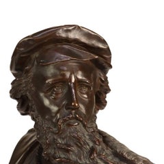 German Otto Gradler Patina Bronze Sculpture Of Rembrandt, Signed, c1881