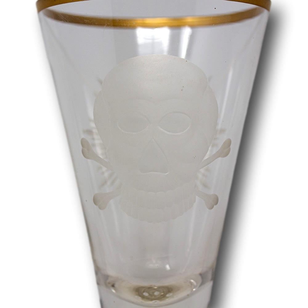 Early 20th Century German Oversized Memento Mori Glass Flute For Sale