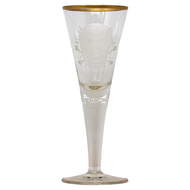 German Oversized Memento Mori Glass Flute For Sale at 1stDibs