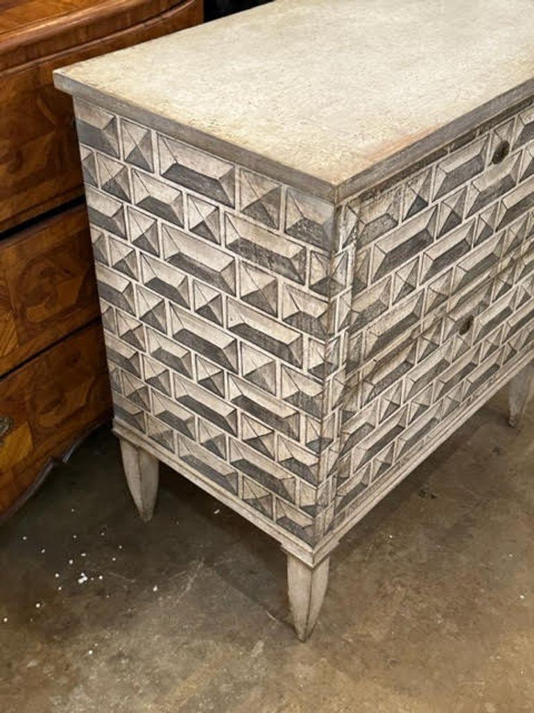 Contemporary German Painted Neo-Classical Style Commode with Geometric Pattern For Sale