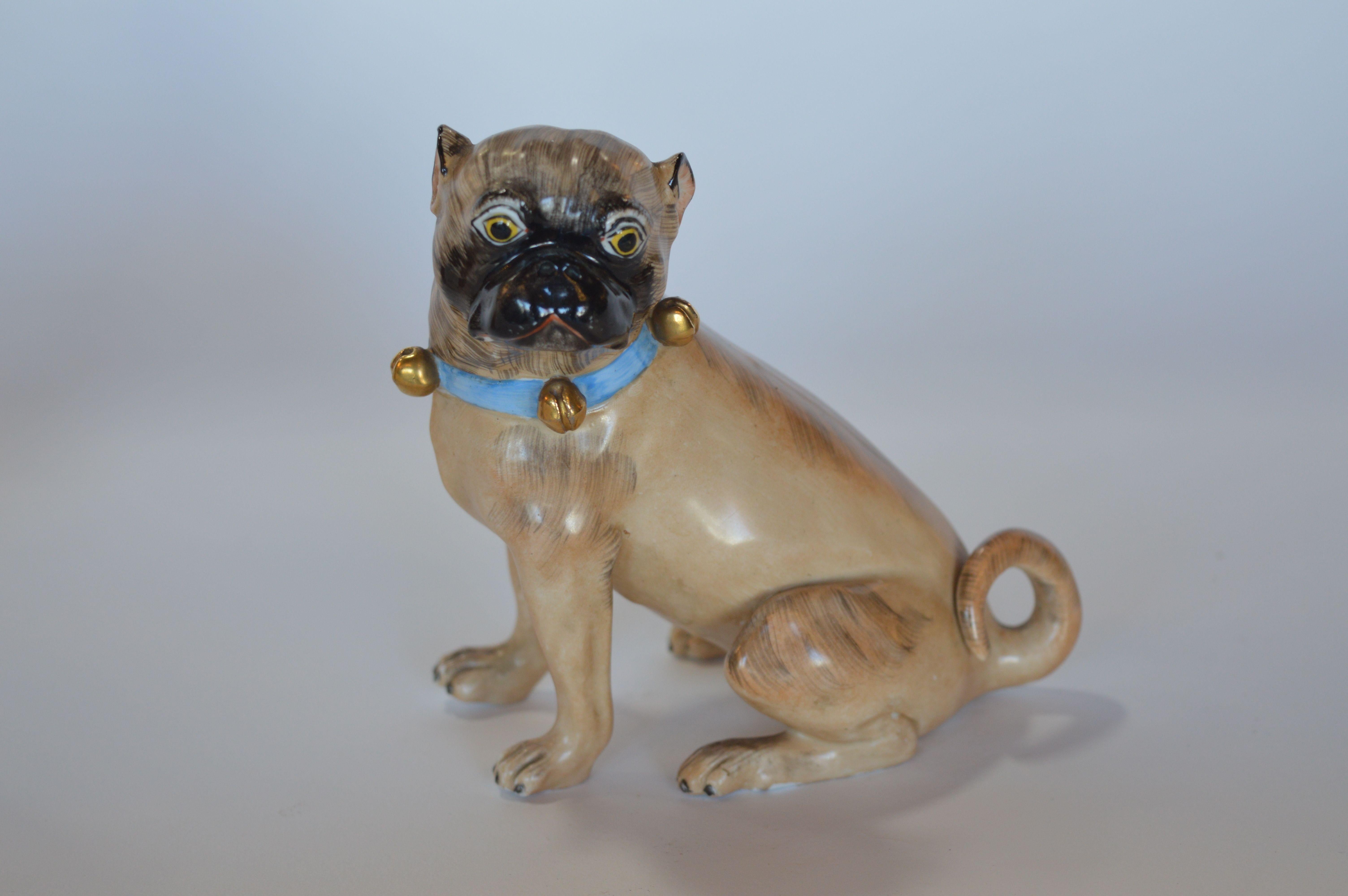 German Pair of Dresden Male & Female Bulldog Porcelain Figures For Sale 1