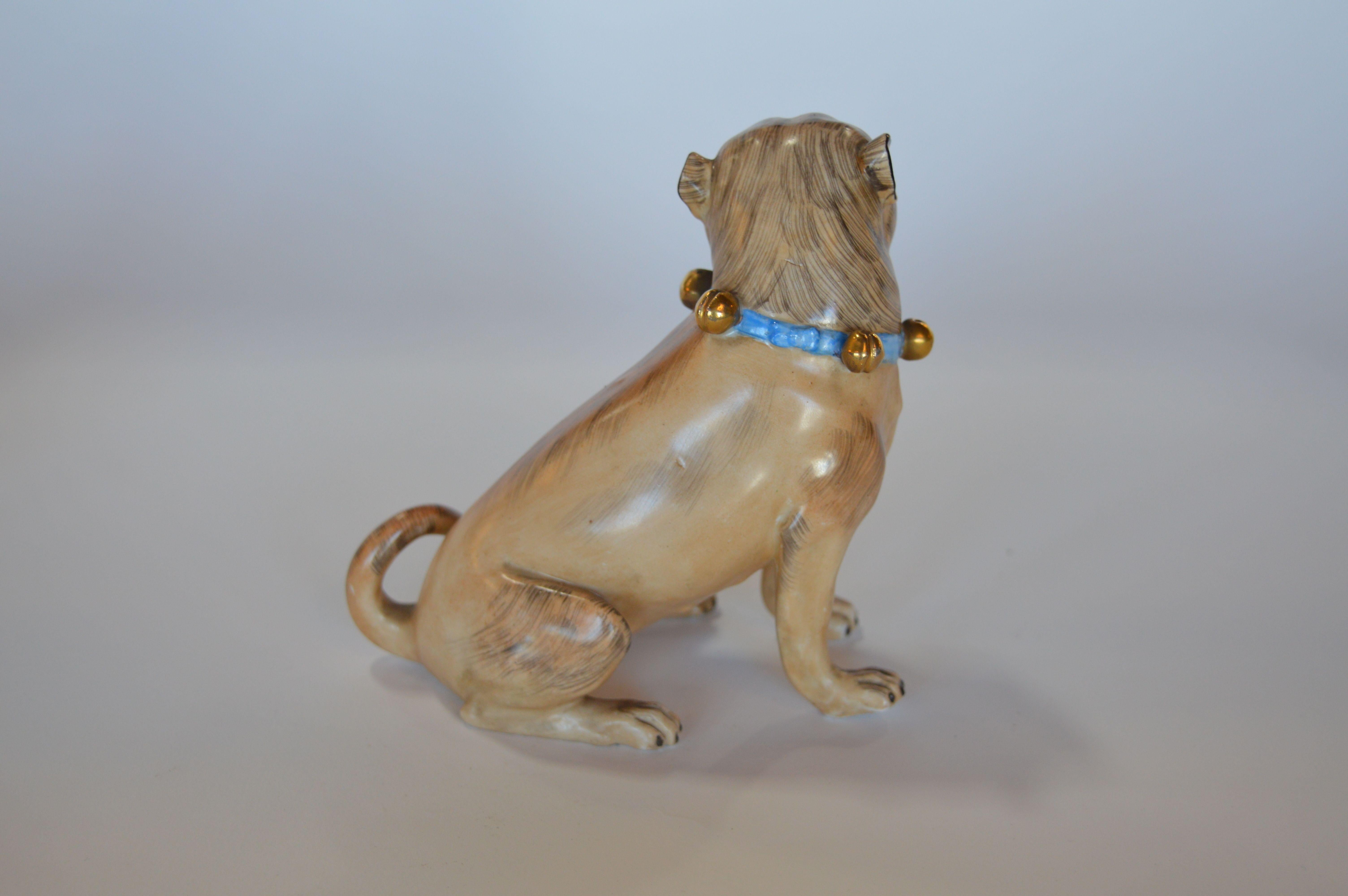 German Pair of Dresden Male & Female Bulldog Porcelain Figures For Sale 3