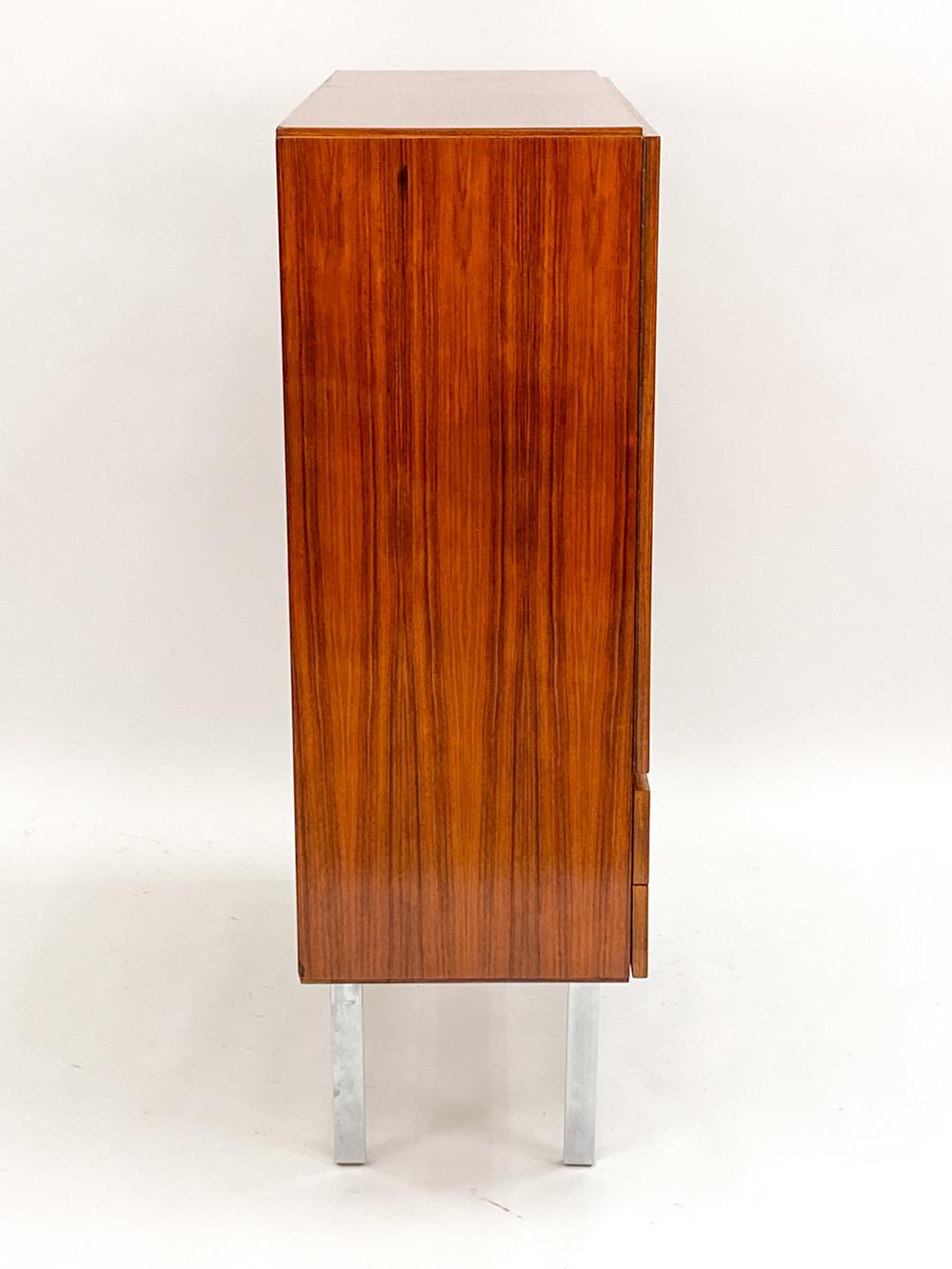 Credenza tedesca in palissandro e cromo con decorazione a intarsio, circa anni '60 in vendita 7