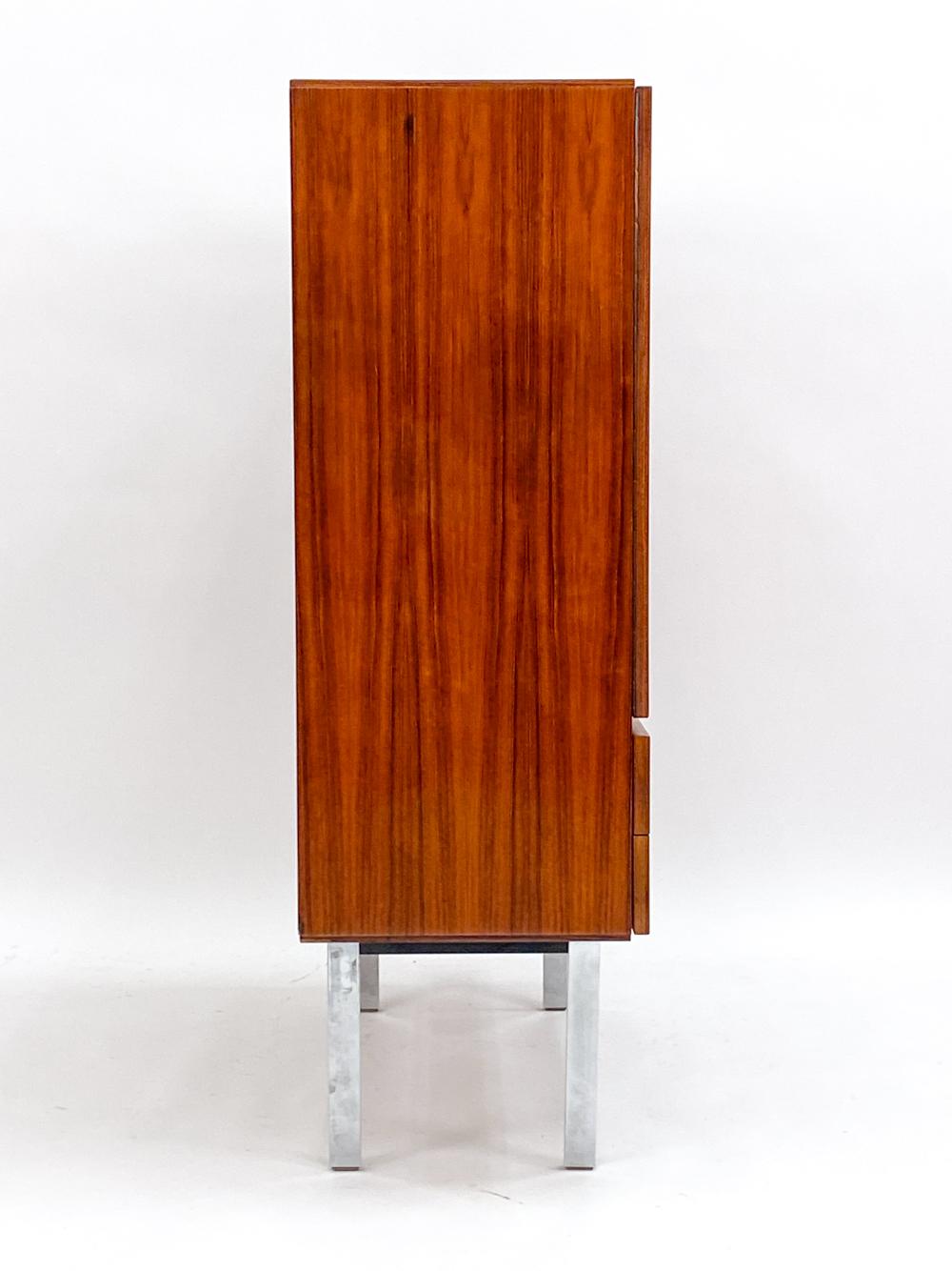 Credenza tedesca in palissandro e cromo con decorazione a intarsio, circa anni '60 in vendita 8