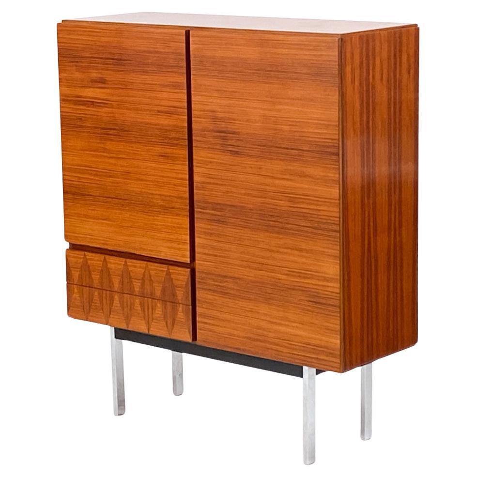 Buffet haut de gamme allemand en palissandre et chrome avec décoration incrustée, années 1960