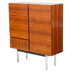 German Palisander and Chrome Highboard with Inlay Decoration, Circa 1960's