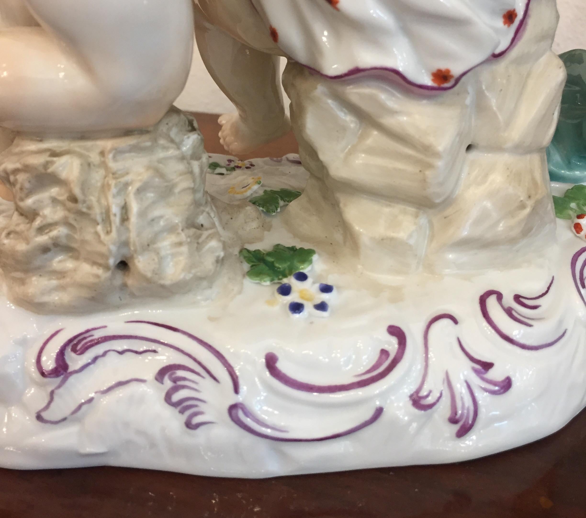 20th Century Hand Painted Porcelain Playing Putti Centerpiece German Passau   For Sale 5