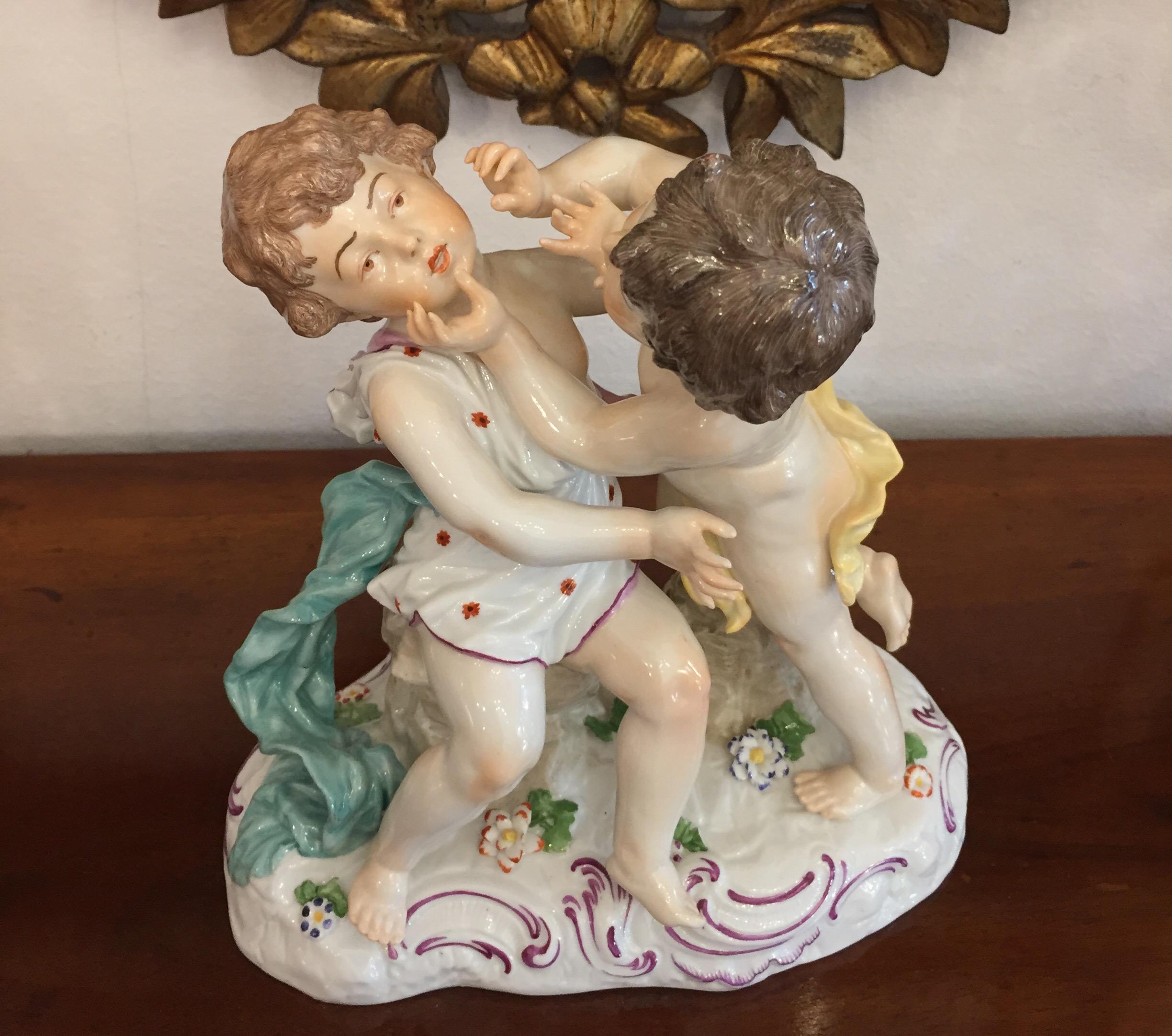 20th Century Hand Painted Porcelain Playing Putti Centerpiece German Passau   For Sale 6