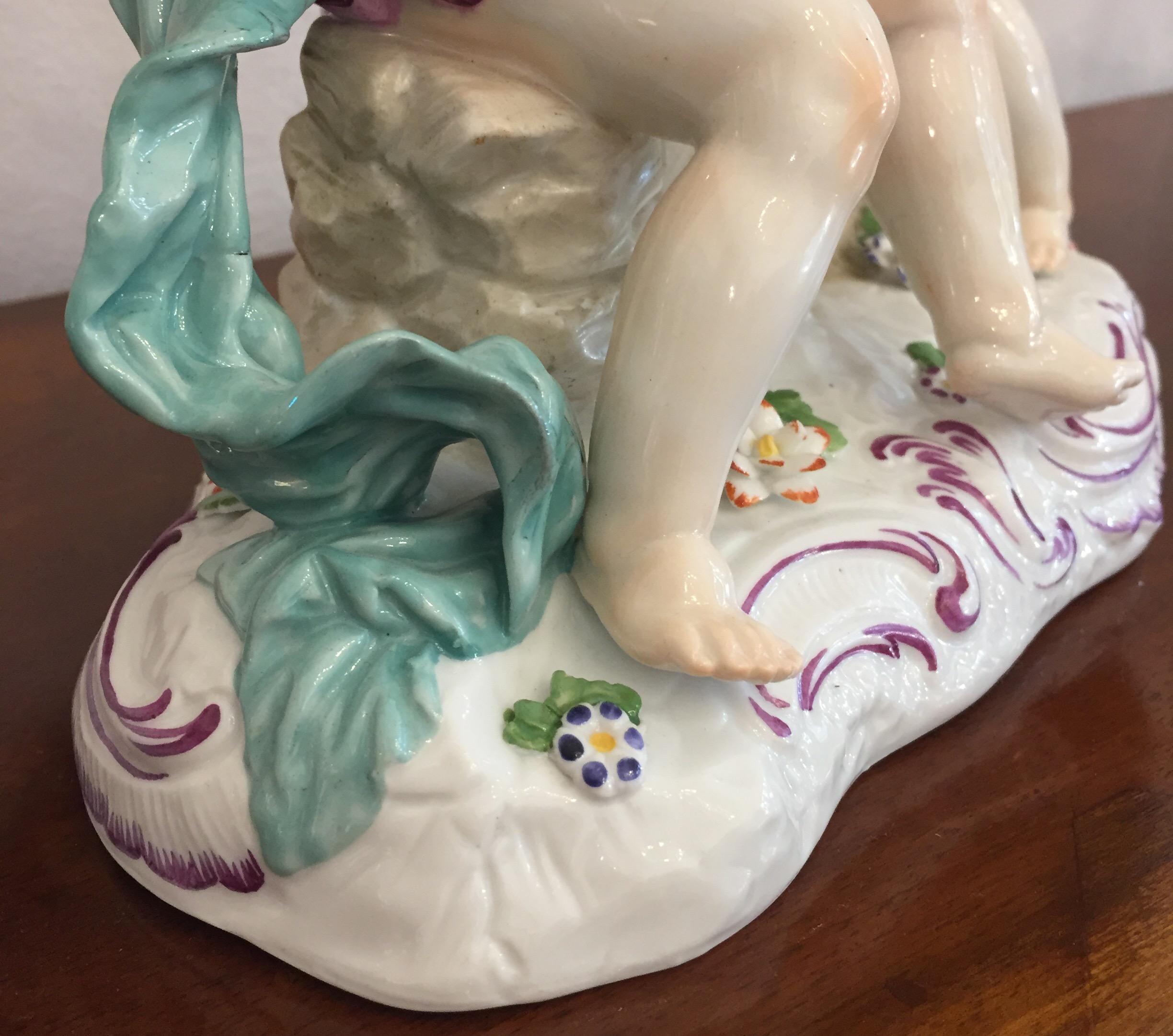 20th Century Hand Painted Porcelain Playing Putti Centerpiece German Passau   For Sale 2