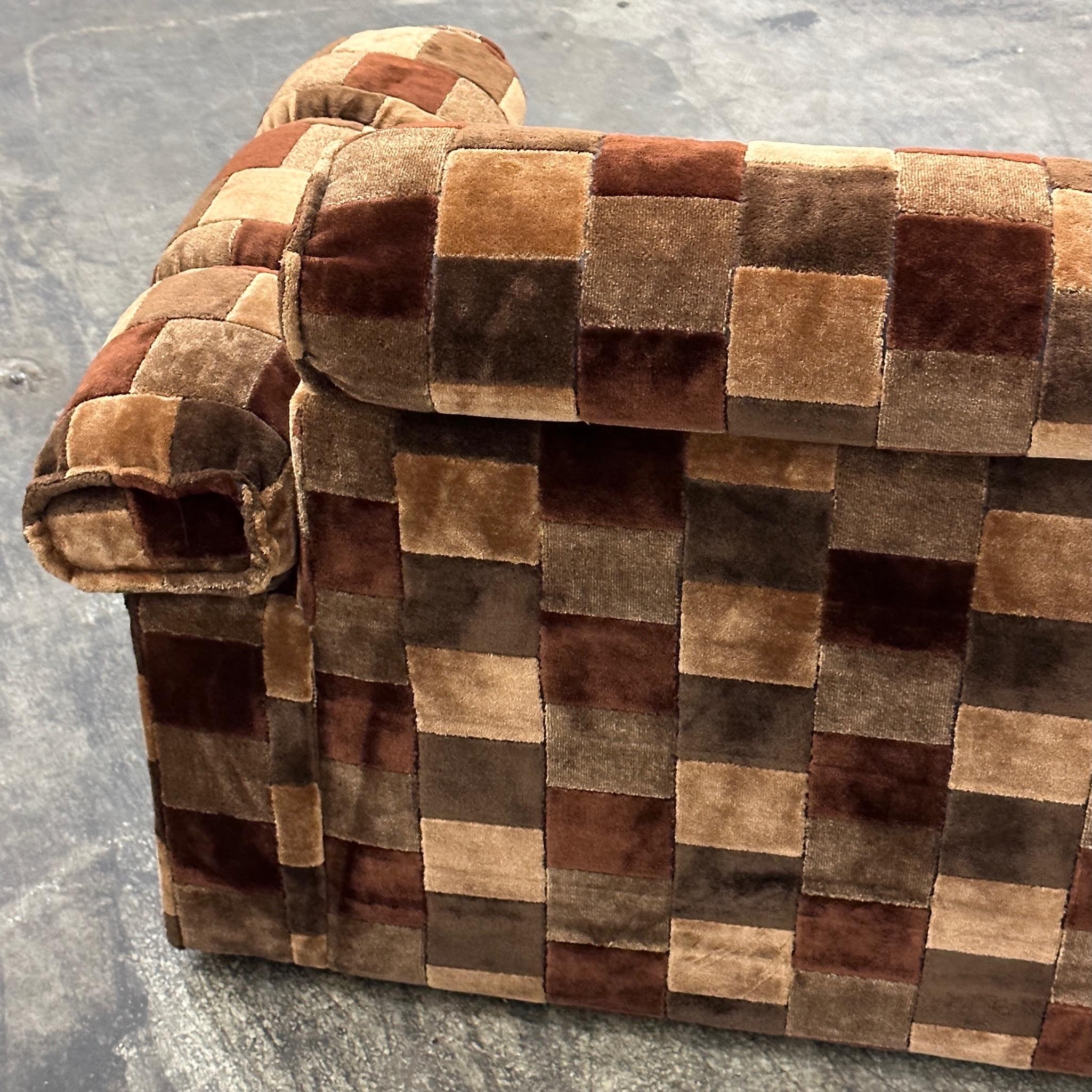 German Patchwork Velour Sofa In Good Condition In Chicago, IL