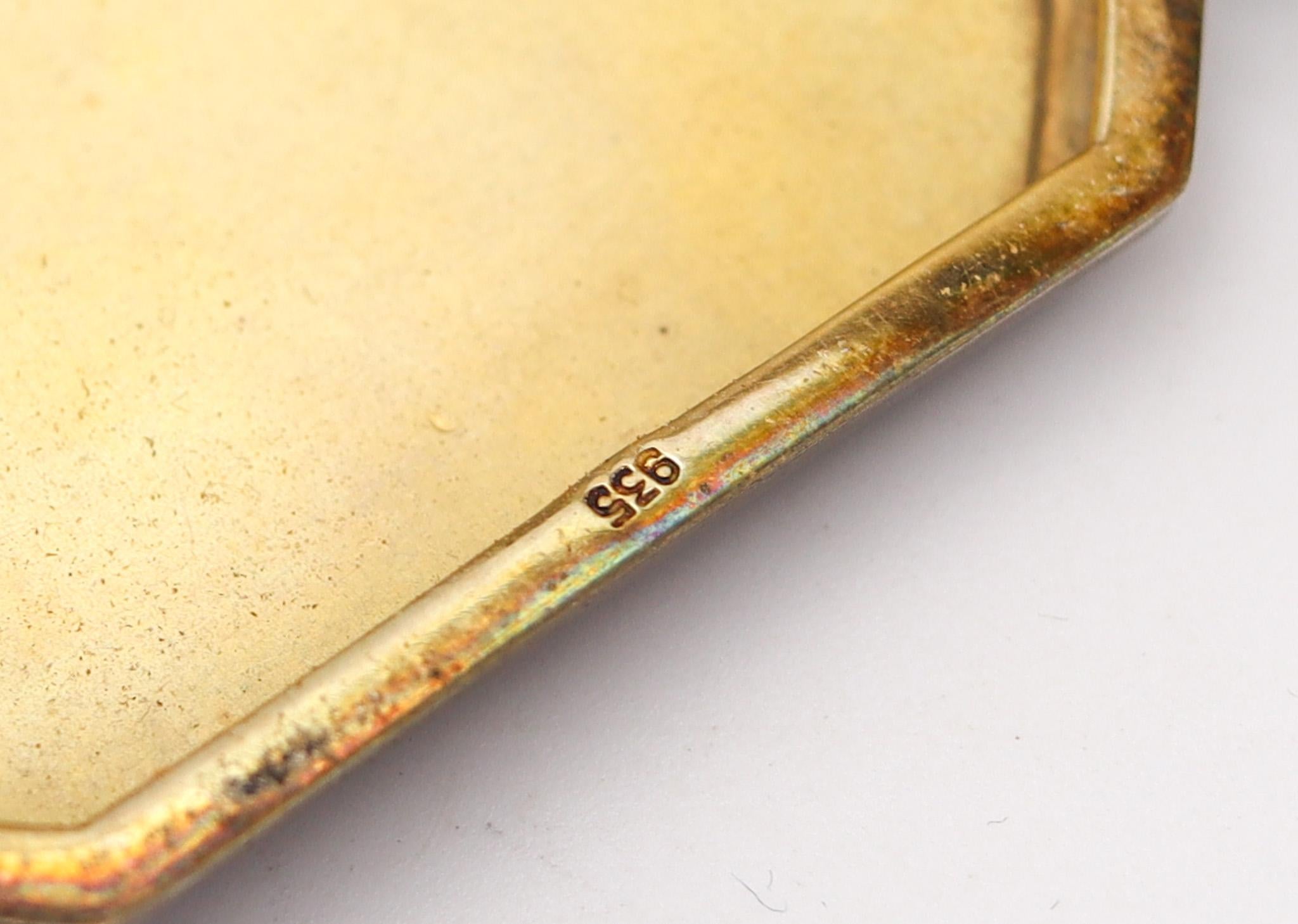 Deutsch Pforzheim 1915 Art Deco Guilloché emaillierte Box in .935 Sterling Silber im Zustand „Hervorragend“ im Angebot in Miami, FL