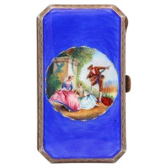 Caja esmaltada Art Decó alemana Pforzheim 1915 Guilloché de plata de ley 935