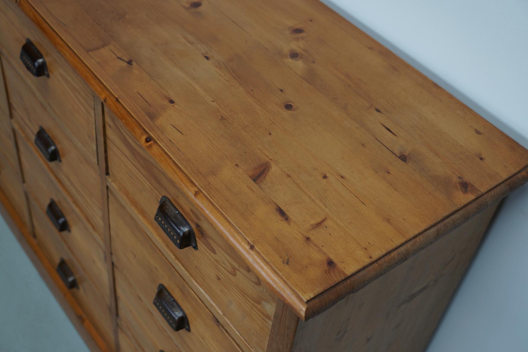 German Pine Apothecary Cabinet or Bank of Drawers, ca 1930s 6