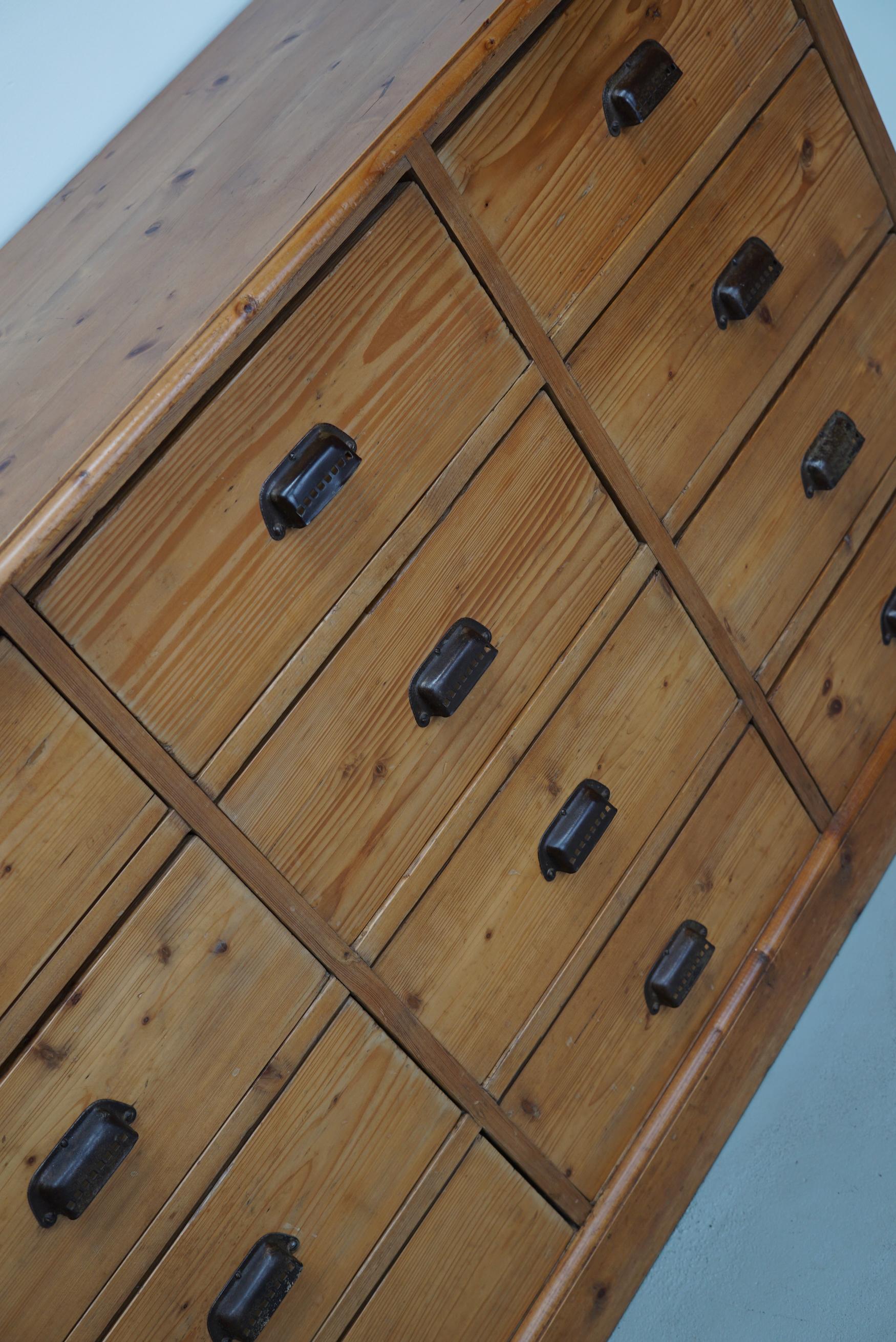 German Pine Apothecary Cabinet or Bank of Drawers, ca 1930s 8