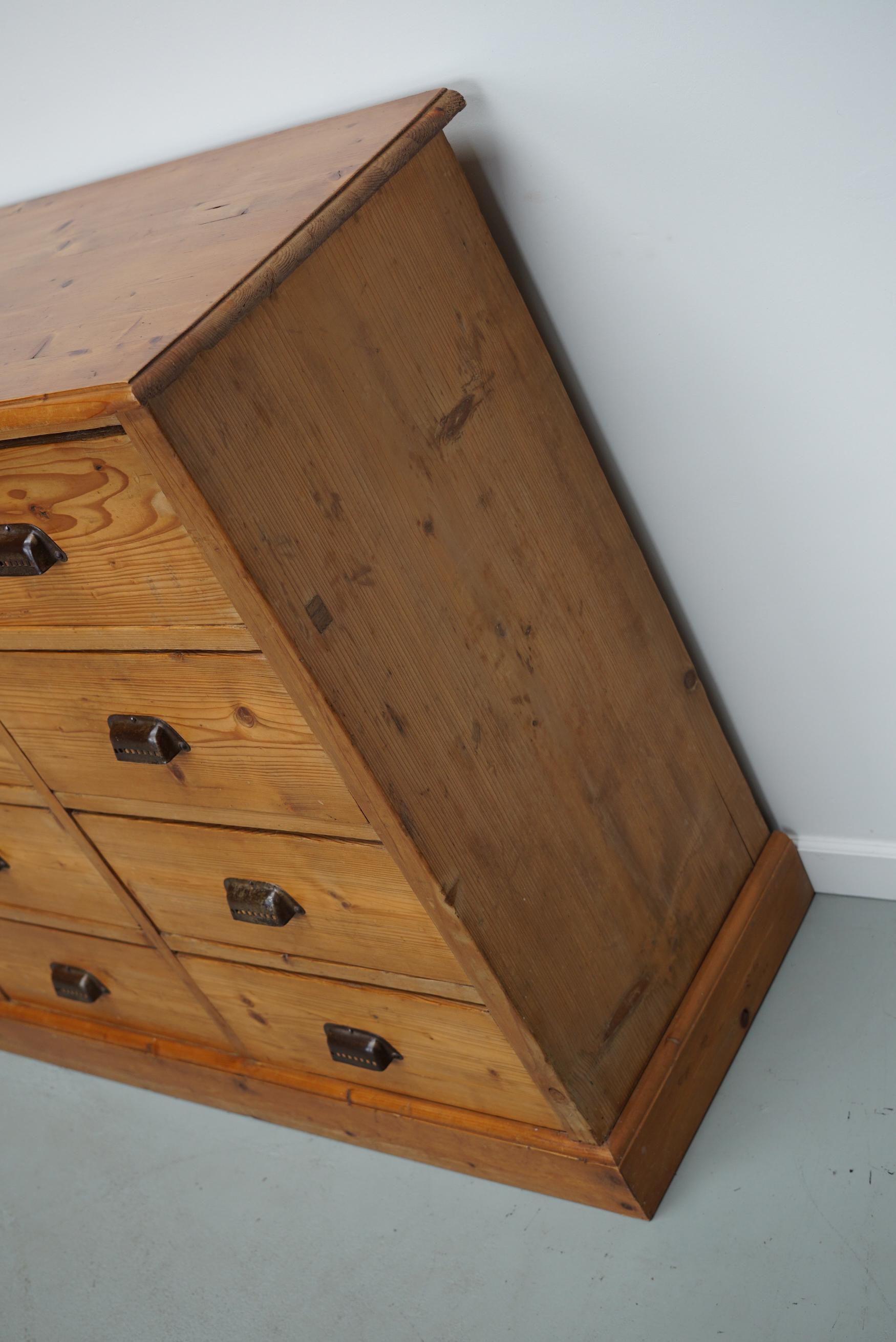 German Pine Apothecary Cabinet or Bank of Drawers, ca 1930s 15