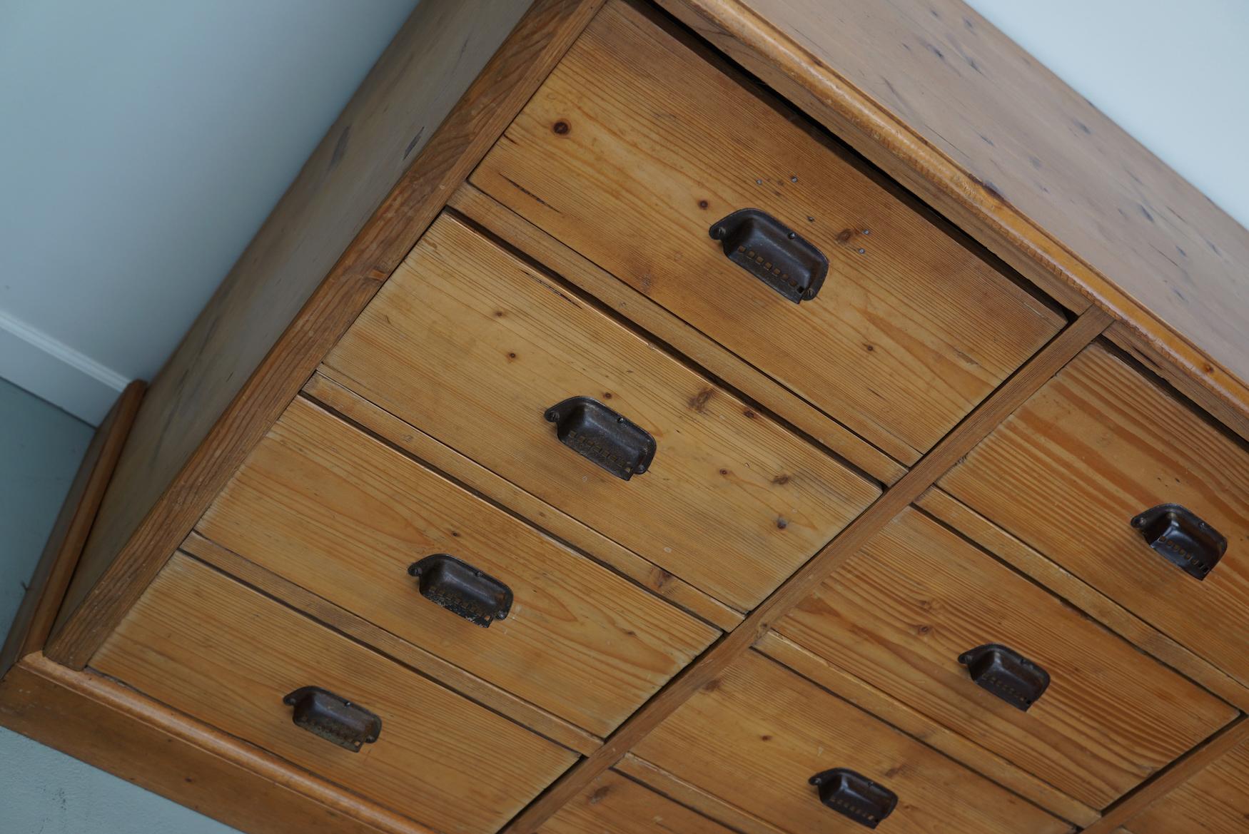 German Pine Apothecary Cabinet or Bank of Drawers, ca 1930s 2