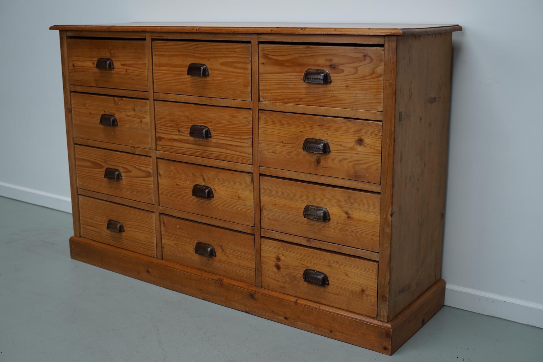 German Pine Apothecary Cabinet or Bank of Drawers, ca 1930s 4