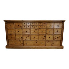 German Pine Apothecary Cabinet or Bank of Drawers, ca 1930s