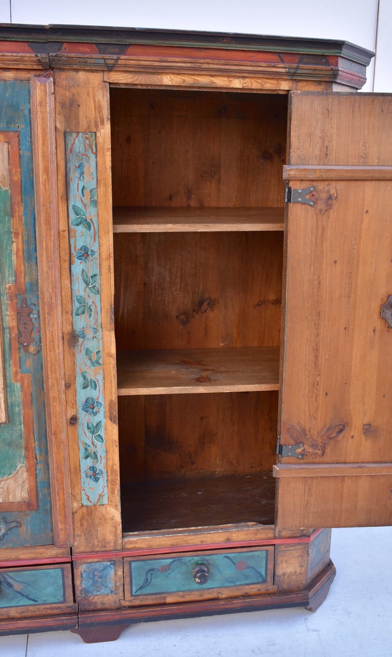 German Pine Baroque Armoire in Original Decorative Paint at 1stDibs