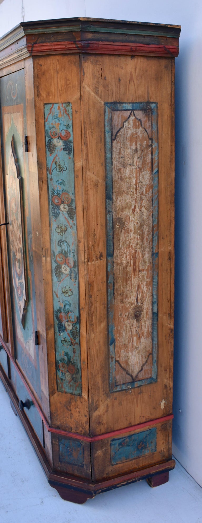 German Pine Baroque Armoire in Original Decorative Paint at 1stDibs