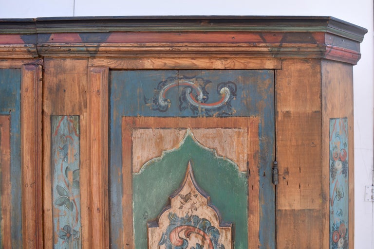 German Pine Baroque Armoire in Original Decorative Paint at 1stDibs
