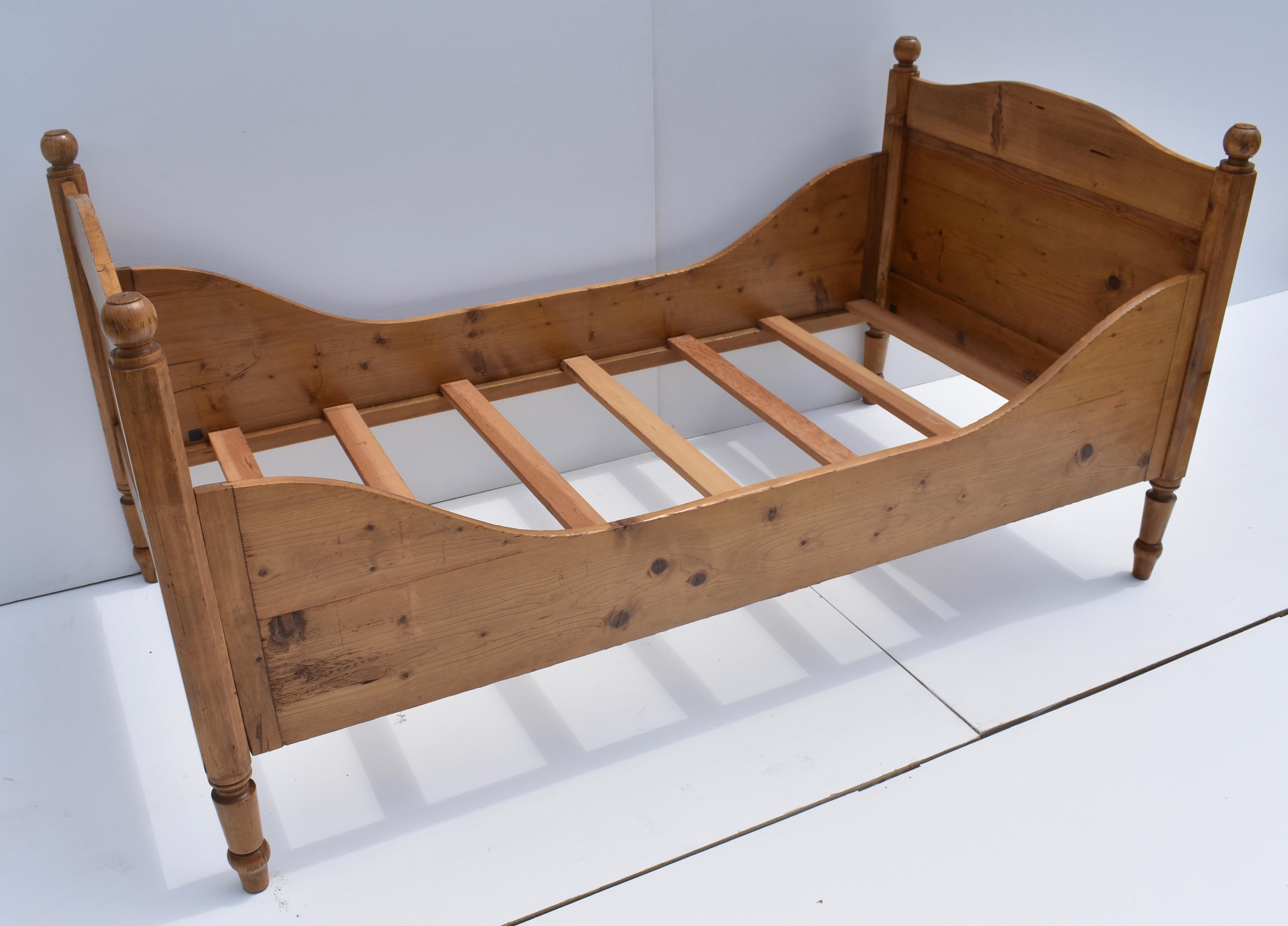 German Pine Box Bed with Custom Mattress In Good Condition In Baltimore, MD
