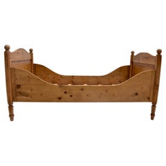 Antique German Pine Box Bed with Custom Mattress