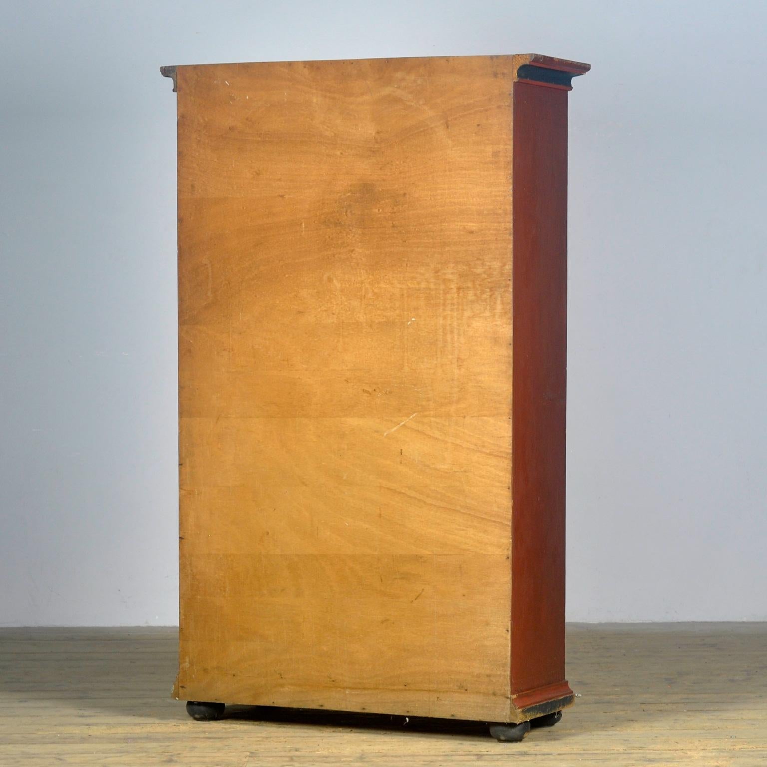 German Pine Painted Wedding Cabinet, anno 1842 12