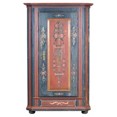 German Pine Painted Wedding Cabinet, anno 1842