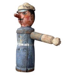 Vintage German Policeman Handcarved Folkart Midcentury Fairground Figure