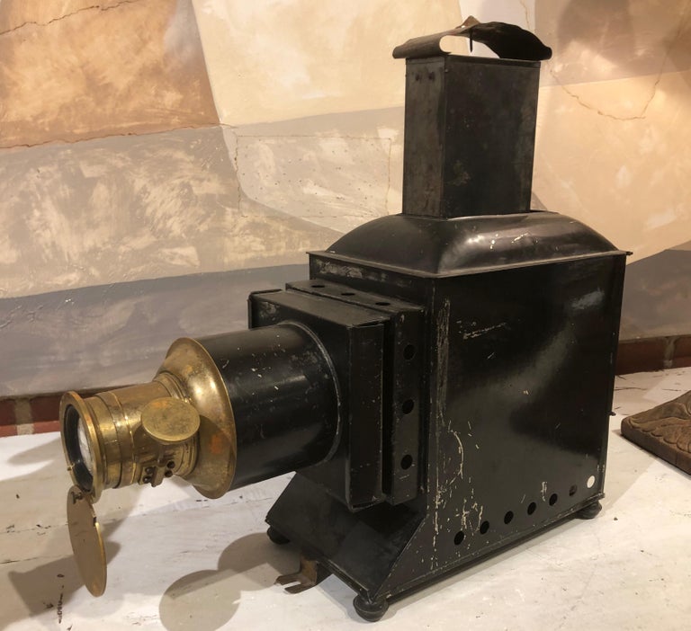 19th Century German Brass “Magic Lantern” Image Projector For Sale at