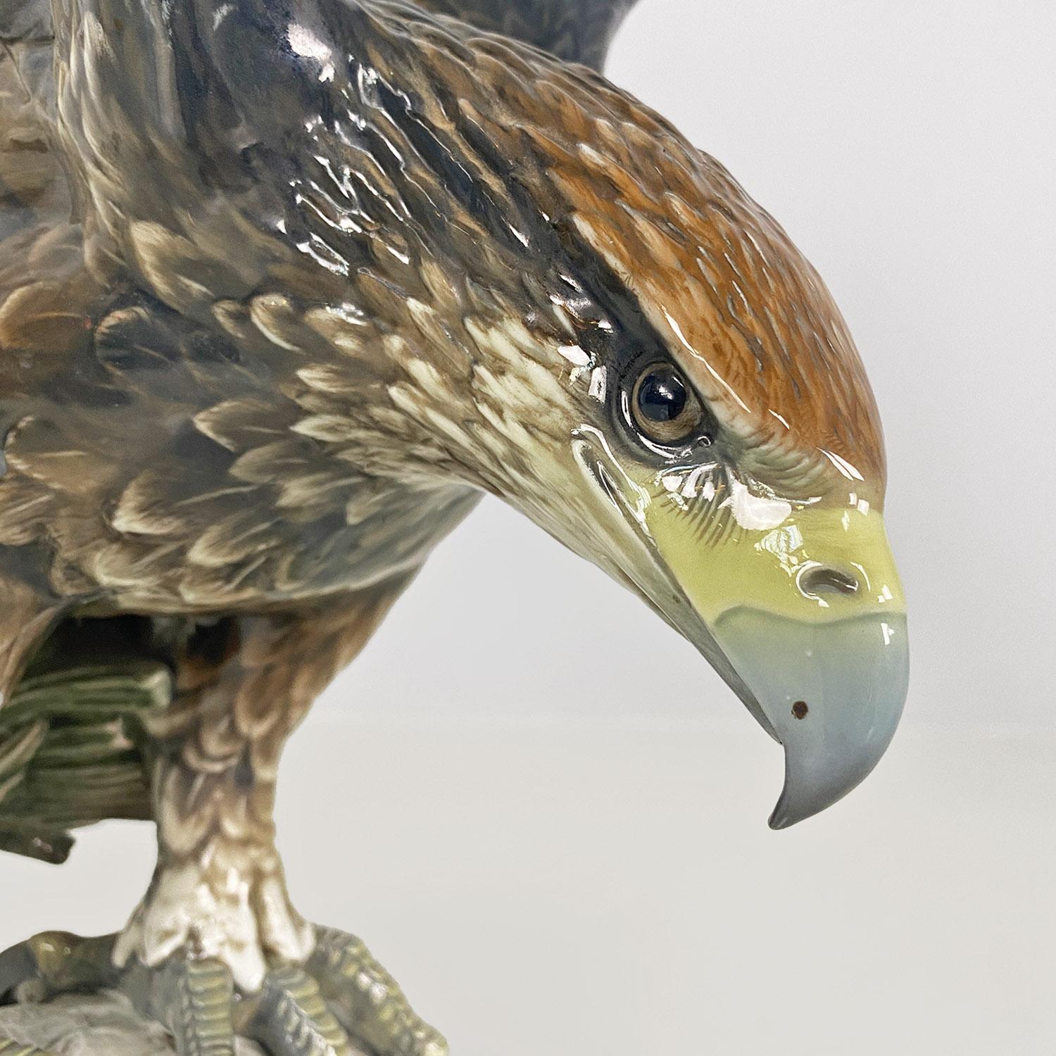 German polychrome porcelain eagle sculpture, Fritz Heidenreich, Rosenthal 1930s For Sale 5