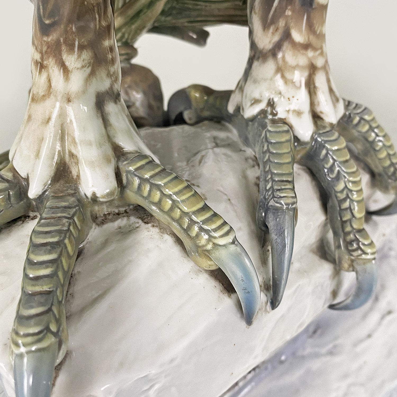 German polychrome porcelain eagle sculpture, Fritz Heidenreich, Rosenthal 1930s For Sale 6