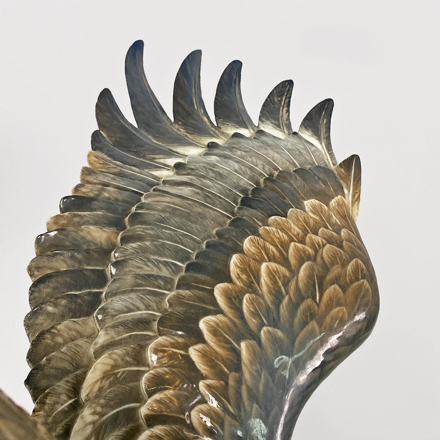 German polychrome porcelain eagle sculpture, Fritz Heidenreich, Rosenthal 1930s For Sale 8