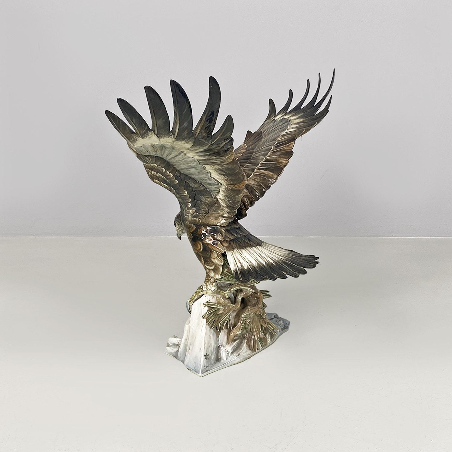 German polychrome porcelain eagle sculpture, Fritz Heidenreich, Rosenthal 1930s For Sale 11