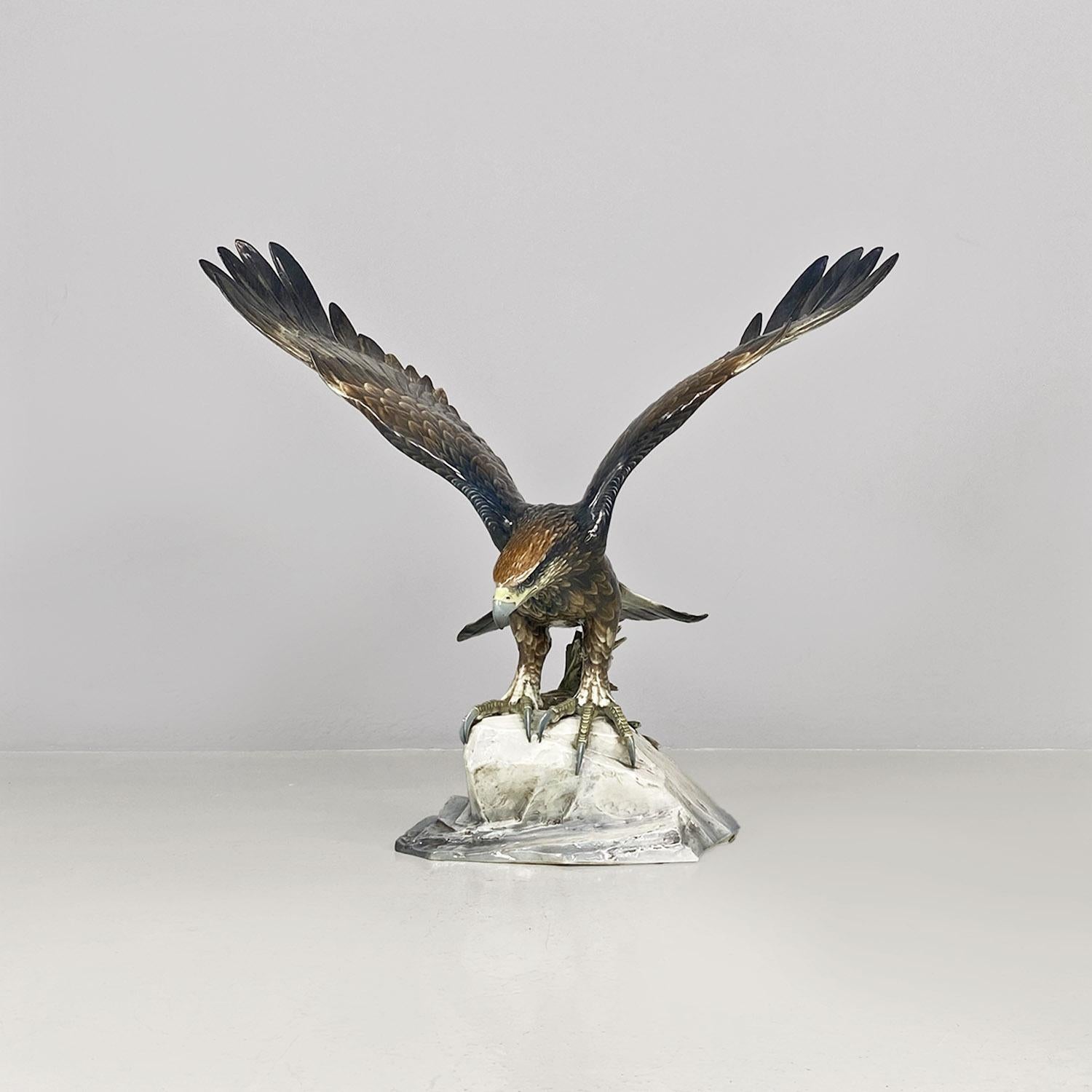 German polychrome porcelain eagle sculpture, Fritz Heidenreich, Rosenthal 1930s For Sale 12