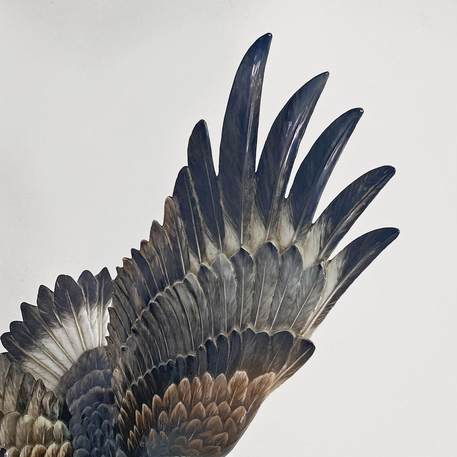 German polychrome porcelain eagle sculpture, Fritz Heidenreich, Rosenthal 1930s For Sale 2