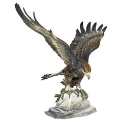 German polychrome porcelain eagle sculpture, Fritz Heidenreich, Rosenthal 1930s