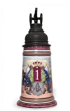 German Porcelain and Pewter Beer Stein