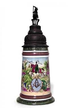 German Porcelain and Pewter Beer Stein