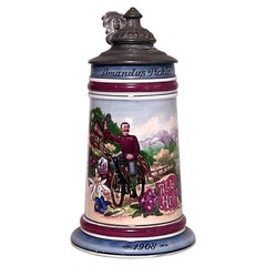 German Porcelain and Pewter Beer Stein