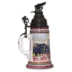 German Porcelain and Pewter Beer Stein