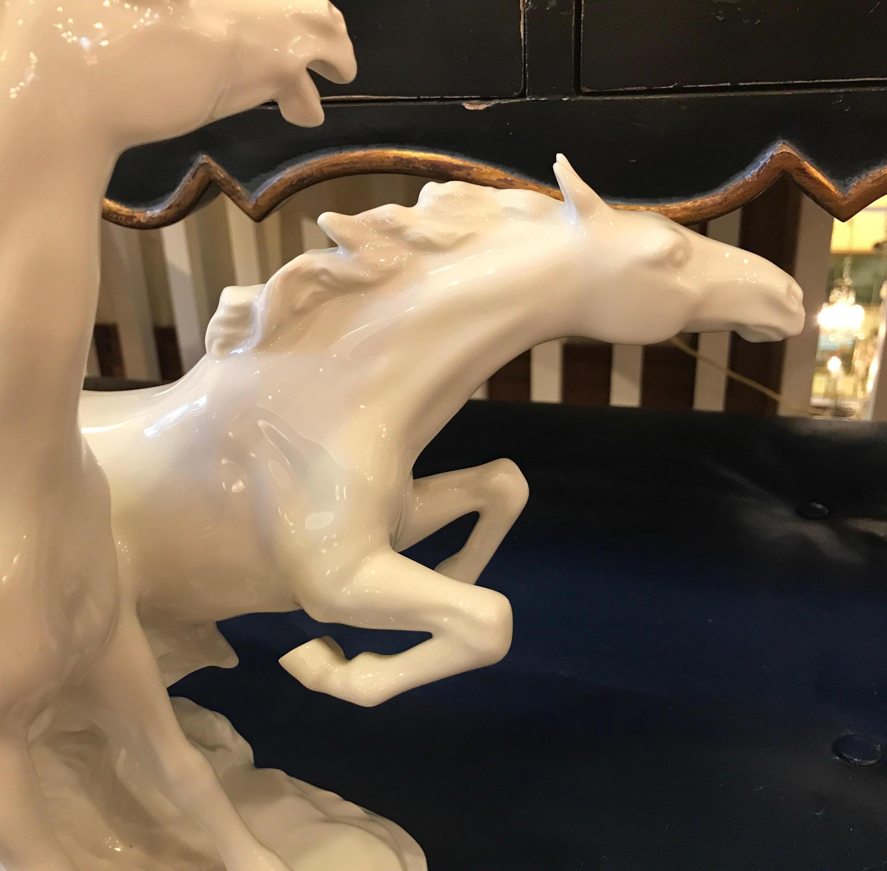 German Porcelain Blanc de Chine Horses 4