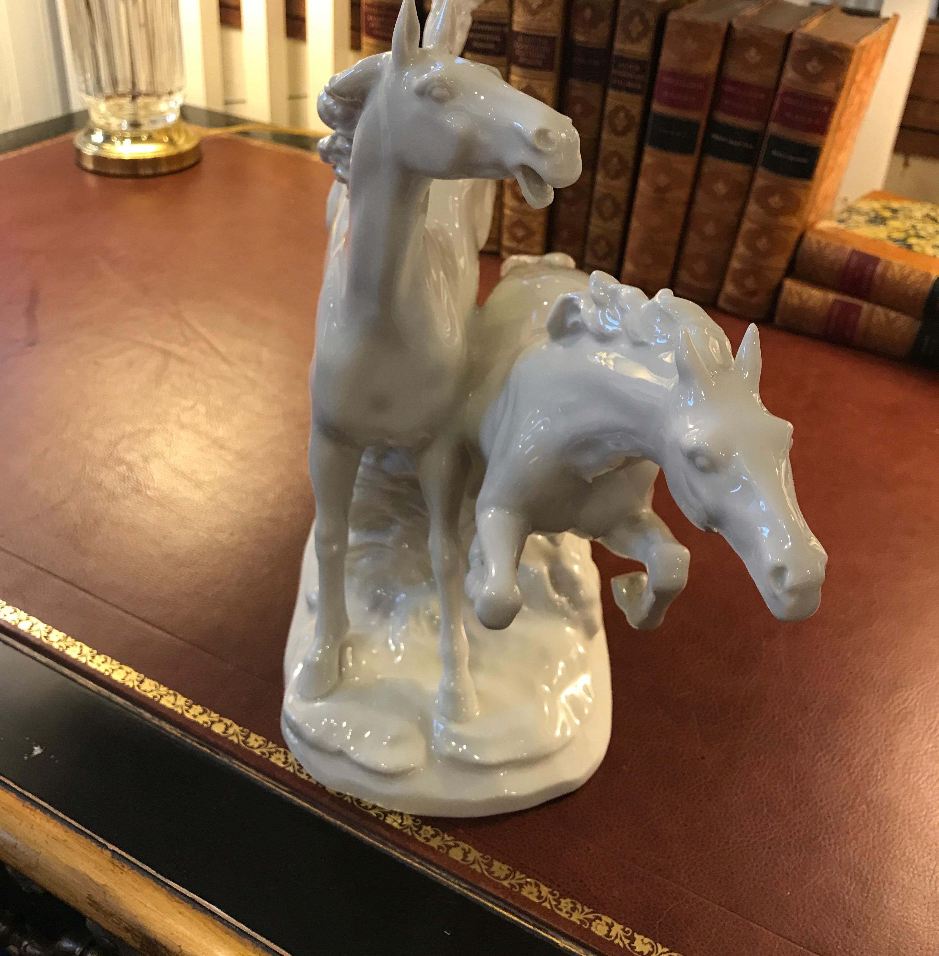 German Porcelain Blanc de Chine Horses 5