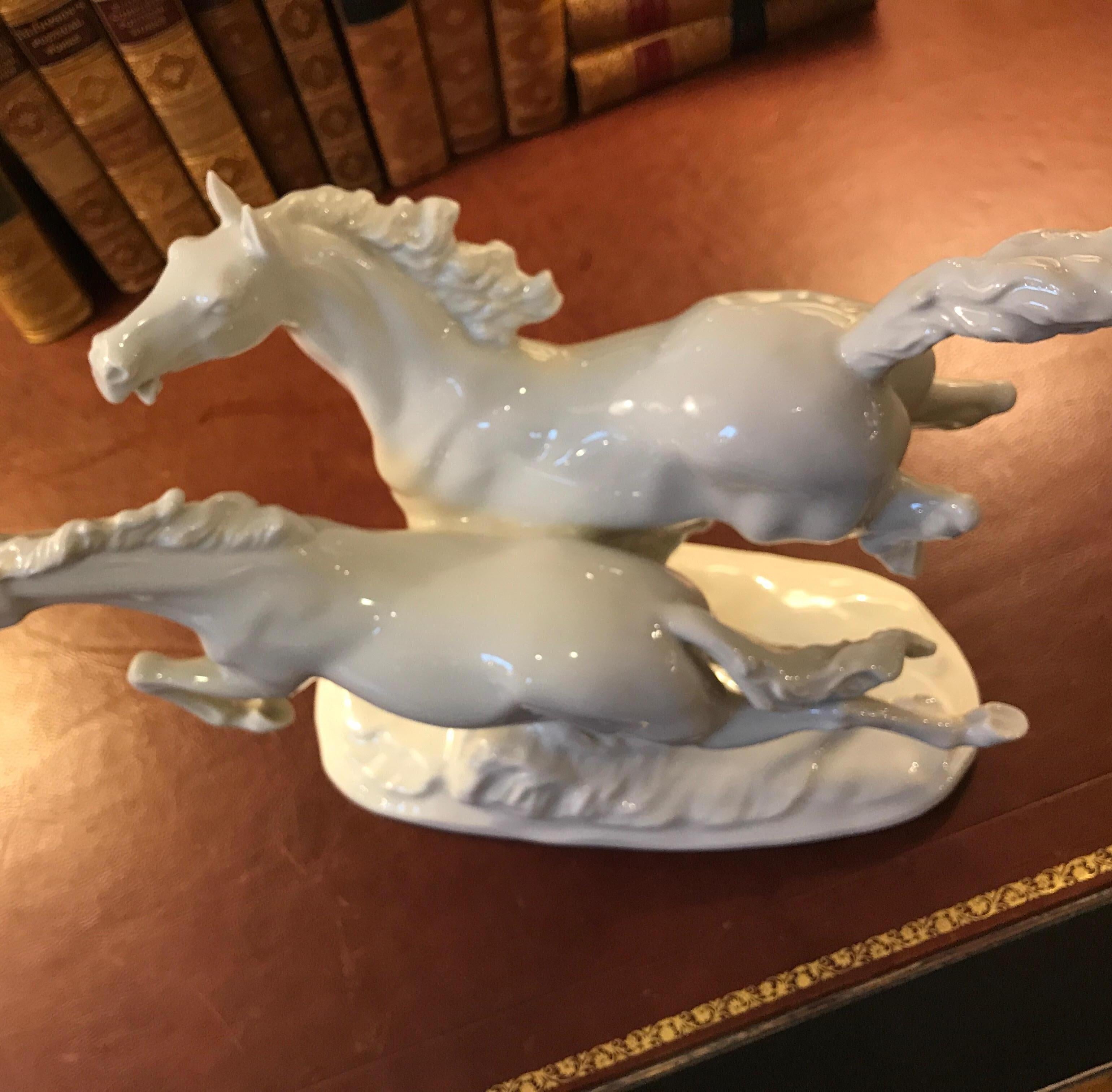 German Porcelain Blanc de Chine Horses 7