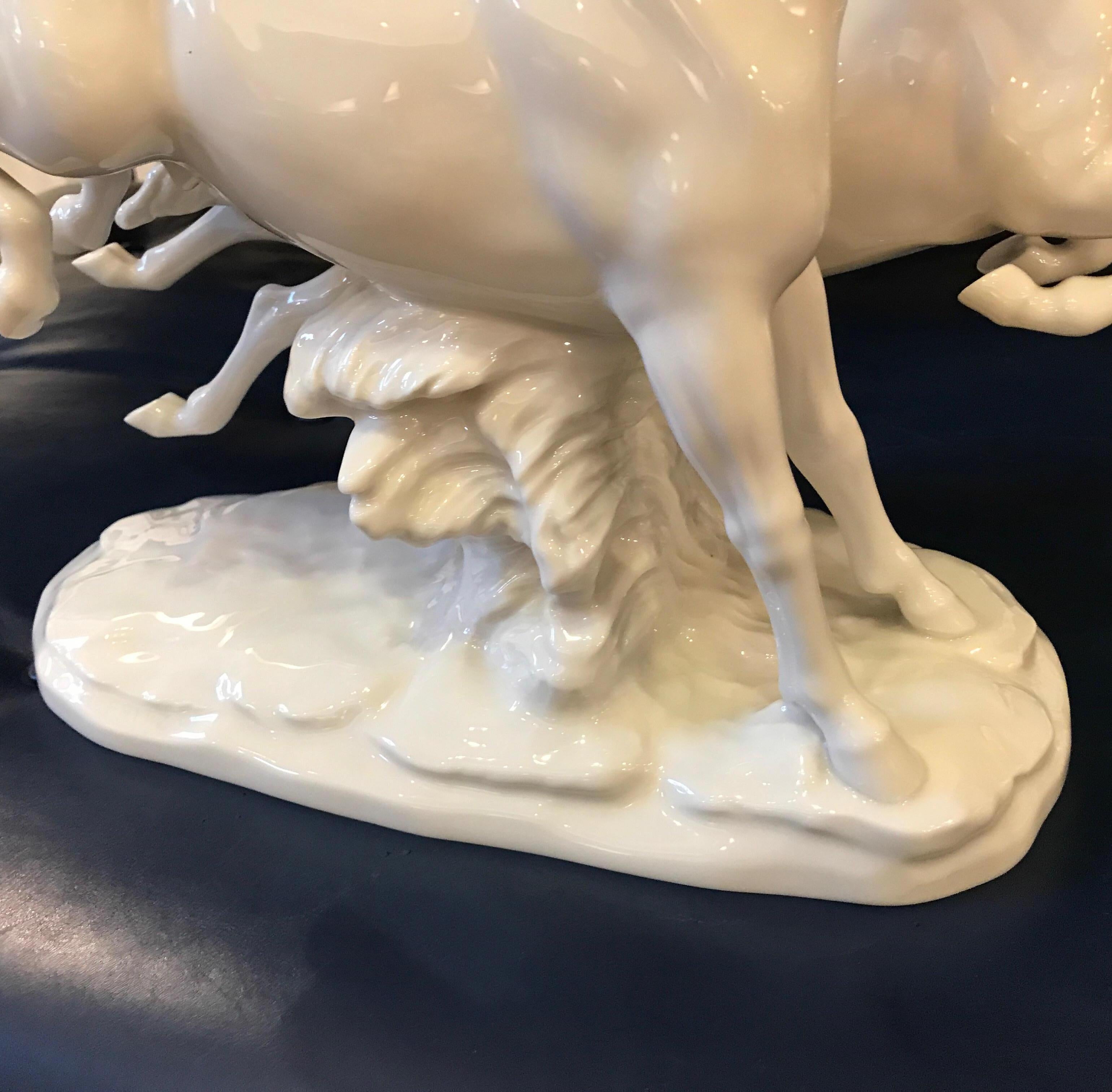 German Porcelain Blanc de Chine Horses 3