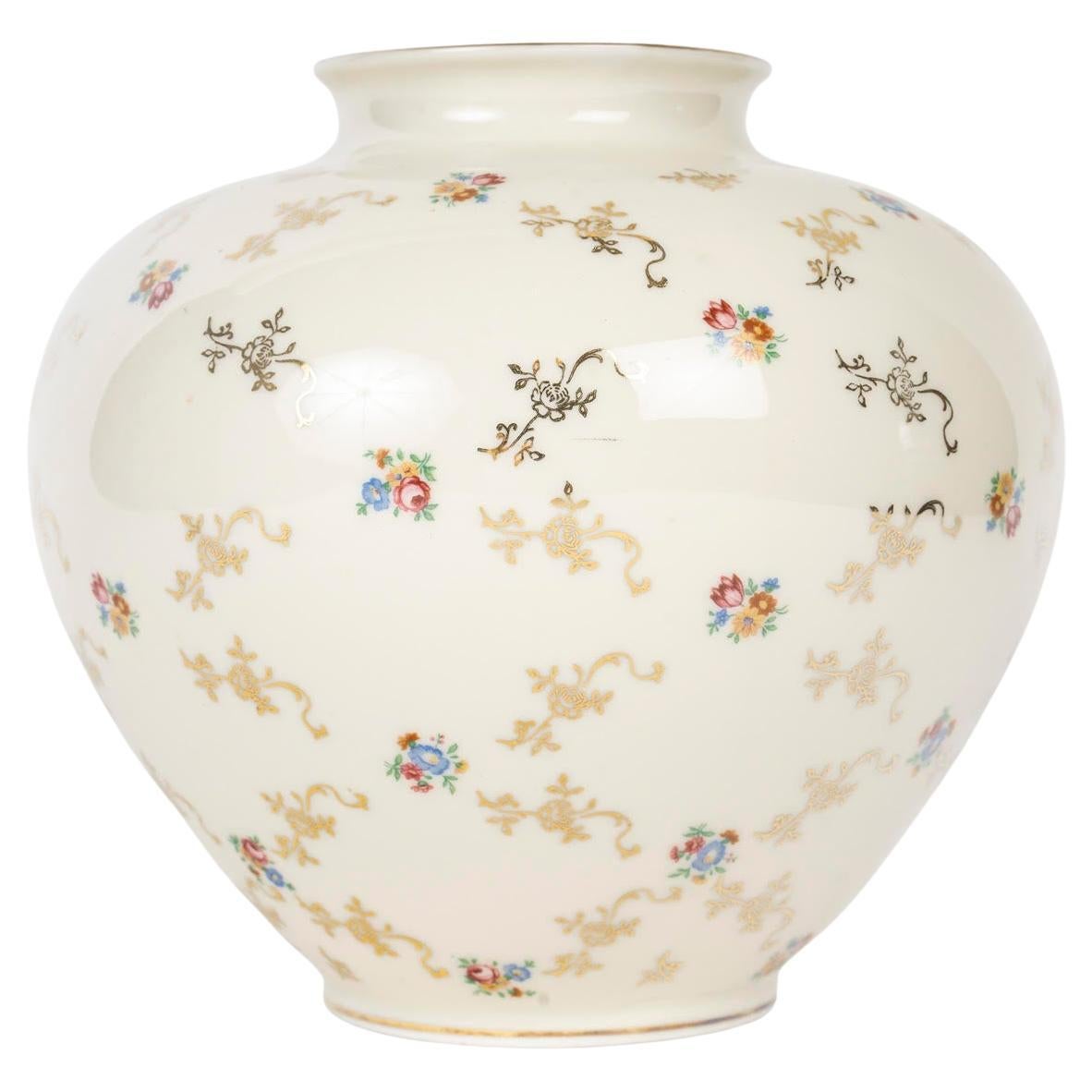 German Porcelain Boulle Vase, 20th Century. For Sale