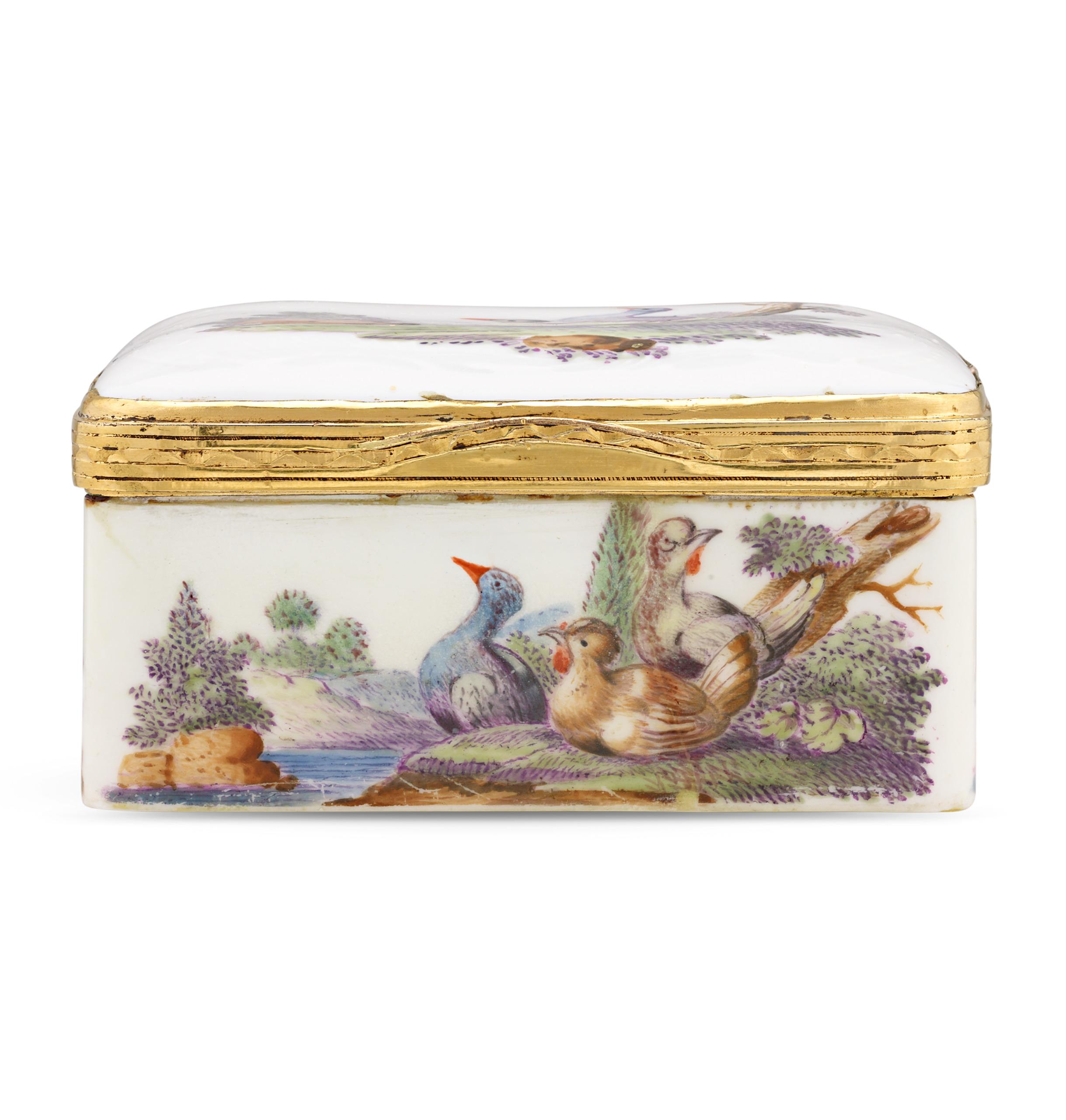 Hand-Painted German Porcelain Box For Sale