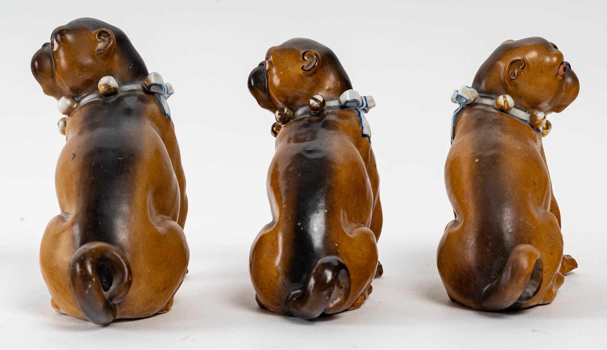 German Porcelain Bulldogs, Dresden, Late 19th Century In Good Condition In Saint-Ouen, FR